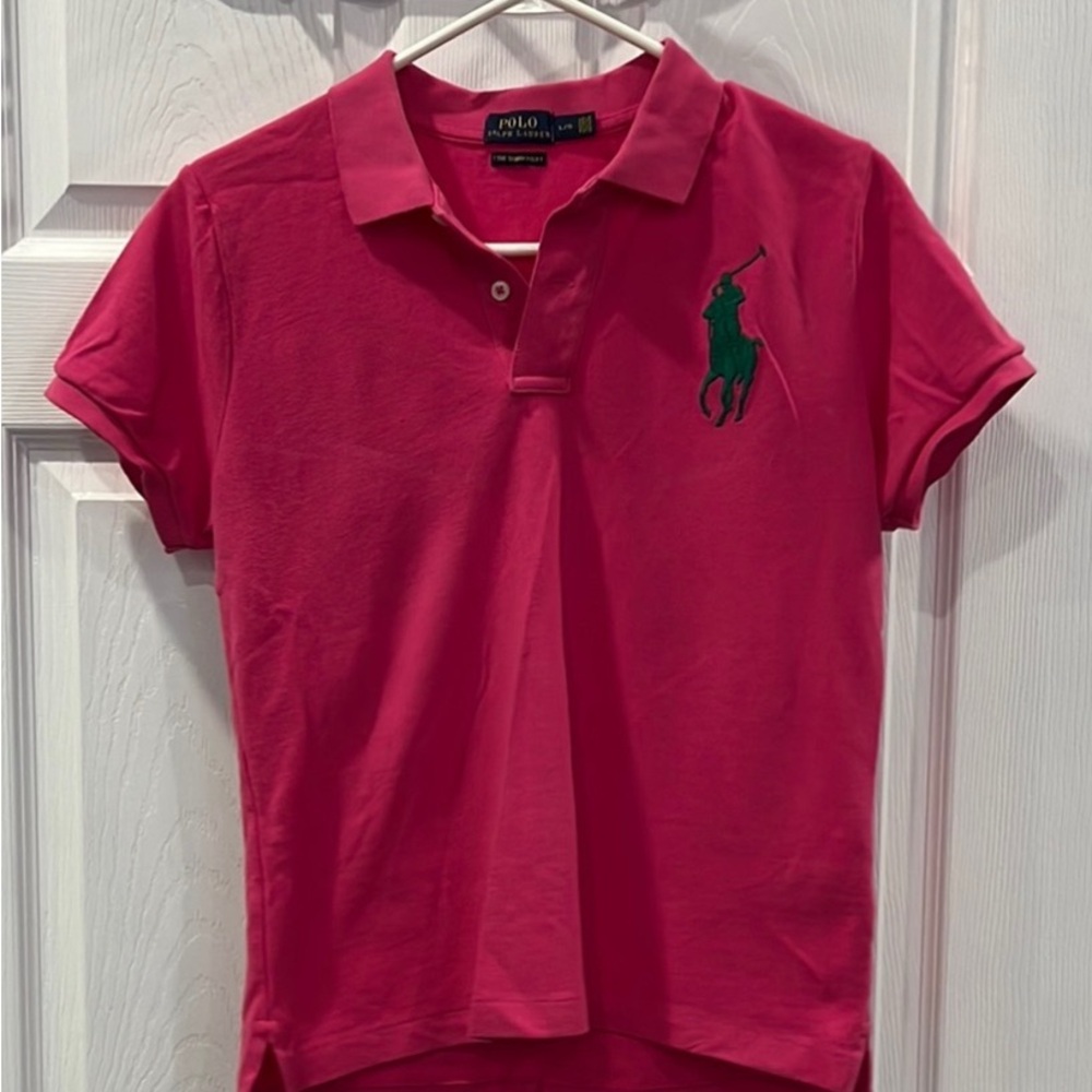 Ralph Lauren Pink Polo Shirt with Green Logo